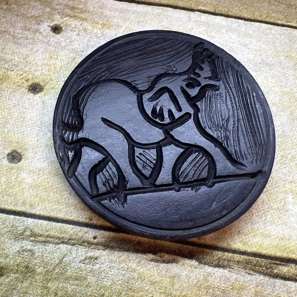 Hand Carved Wooden Africa 6 Coaster Set with Holder & Lid Beautiful Boho 4x5”